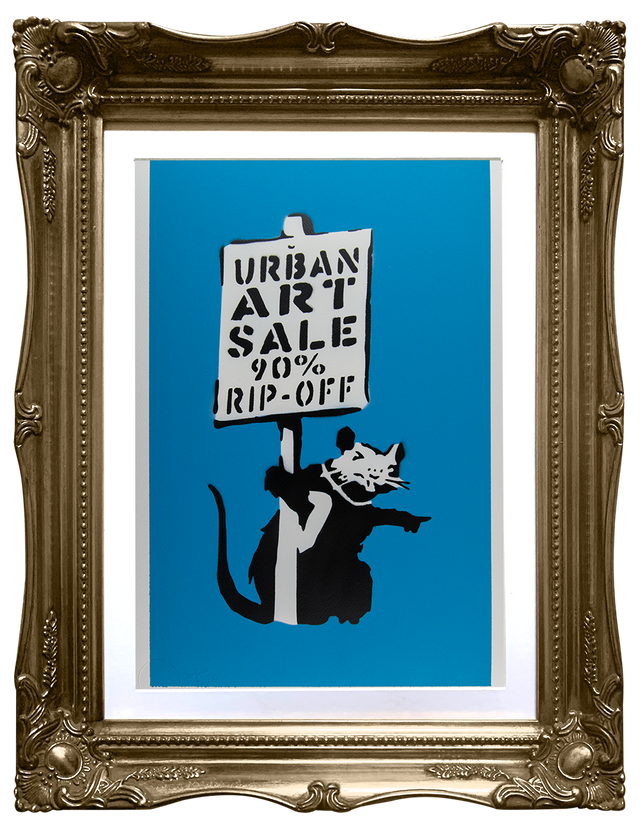 Not Banksy - Urban Art Sale (blue) - Original Spray Paint Artwork