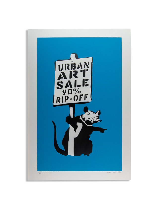 Not Banksy - Urban Art Sale (blue) - Original Spray Paint Artwork