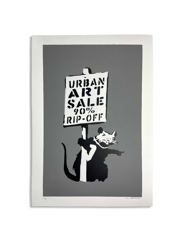 Not Banksy - Urban Art Sale (Grey) - Original Spray Paint Artwork