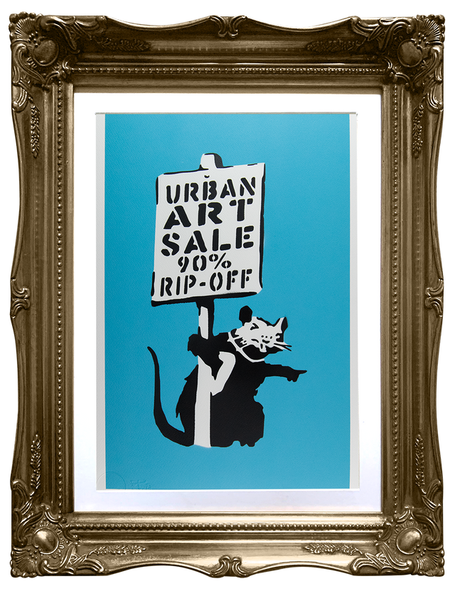 Not Banksy - Urban Art Sale (Light blue) - Original Spray Paint Artwork