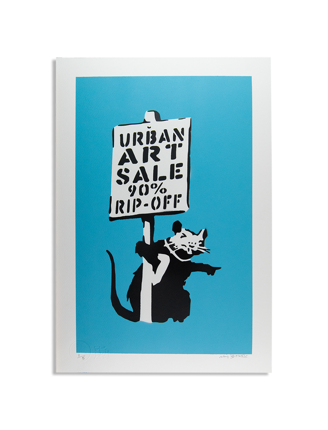 Not Banksy - Urban Art Sale (Light blue) - Original Spray Paint Artwork