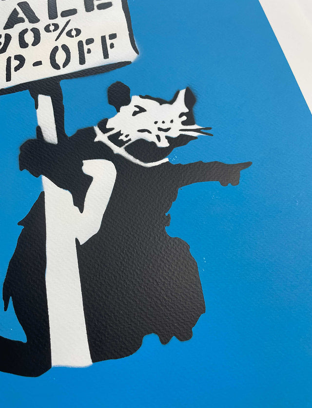 Not Banksy - Urban Art Sale (blue) - Original Spray Paint Artwork